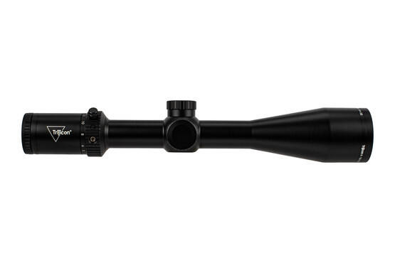 Trijicon 4-16x50mm Credo HX rifle scope features a 30mm tube and capped turrets with red illuminated duplex reticle.